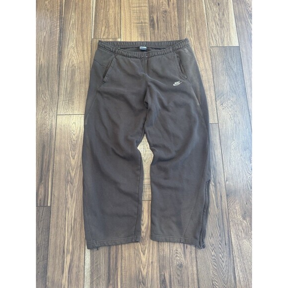 Vintage Y2K Nike Sweatpants Baggy Wide Leg Ankle Zip Brown Size XL (PLEASE READ) - Picture 1 of 8